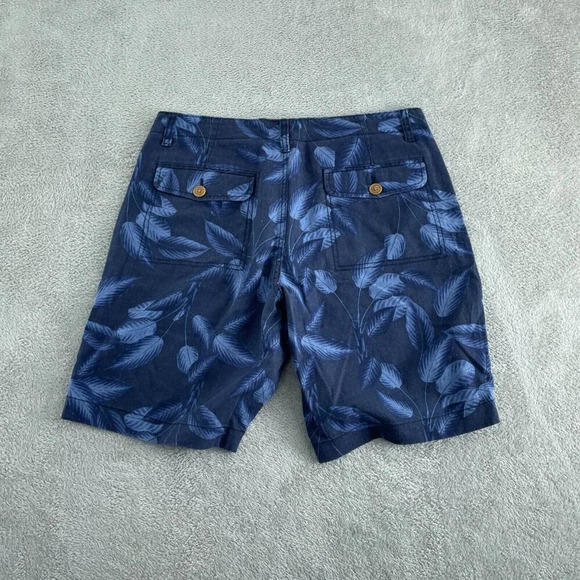 J.Crew Mens Navy Blue Leaf Print Casual Shorts Size 34W Cotton Blend 3594 - Picture 2 of 8